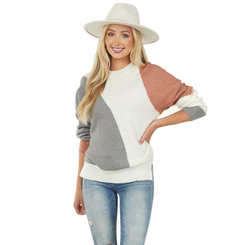 Blu Pepper Asymmetrical Colorblock Sweater - NWOT